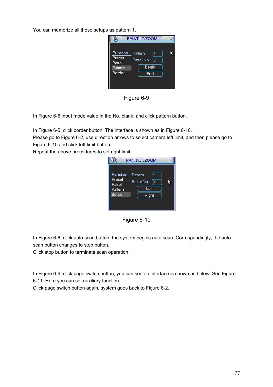 6 activate pattern function, 7 border setup, 8 activate border function | 9 flip, Activate pattern function, Border setup, Activate border function, Flip | Dahua Technology LE-A User Manual | Page 77 / 136