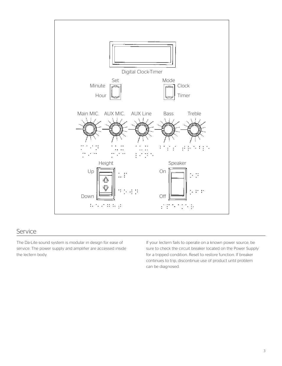 Service | Da-Lite ADA Lectern User Manual | Page 3 / 8