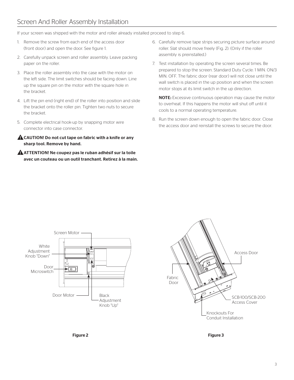 Screen and roller assembly installation | Da-Lite Advantage Deluxe Electrol User Manual | Page 3 / 12