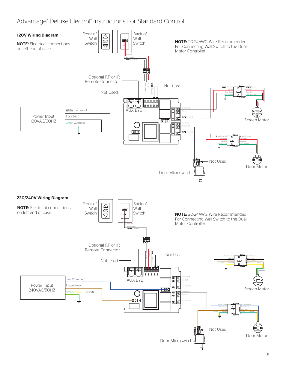 Advantage, Deluxe electrol, Instructions for standard control | Used | Da-Lite Advantage Deluxe Electrol User Manual | Page 5 / 12