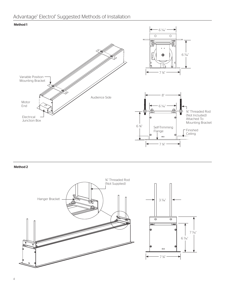 Advantage, Electrol, Suggested methods of installation | Da-Lite Advantage Electrol User Manual | Page 4 / 12