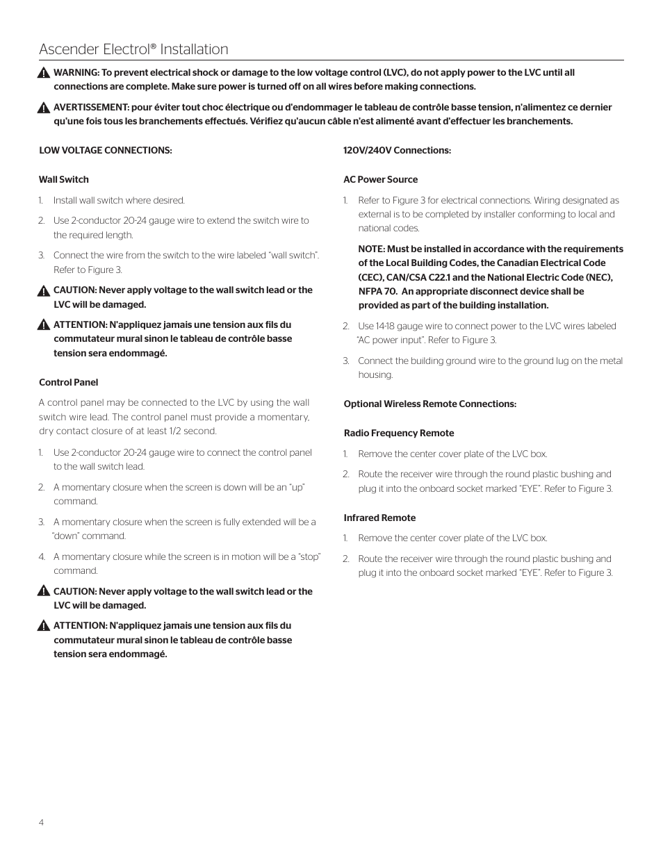 Ascender electrol® installation | Da-Lite Ascender Electrol User Manual | Page 4 / 8