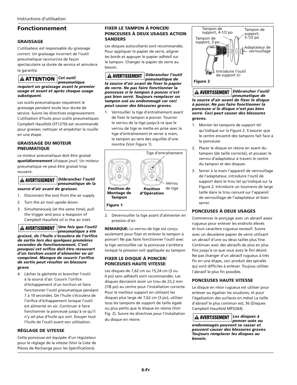 Fonctionnement | Campbell Hausfeld IN241203AV User Manual | Page 6 / 12