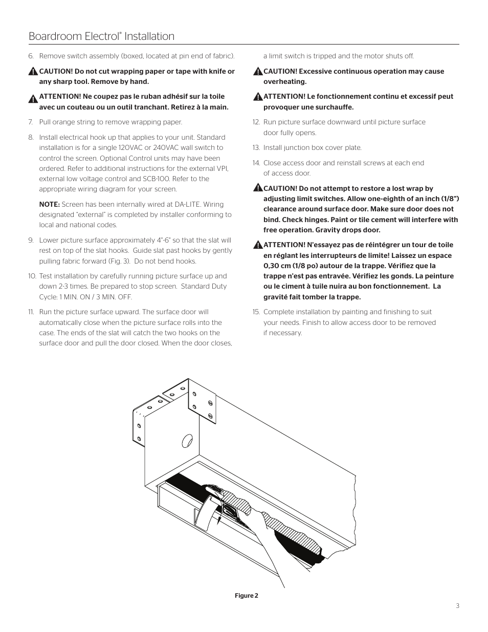 Boardroom electrol, Installation | Da-Lite Boardroom Electrol User Manual | Page 3 / 10