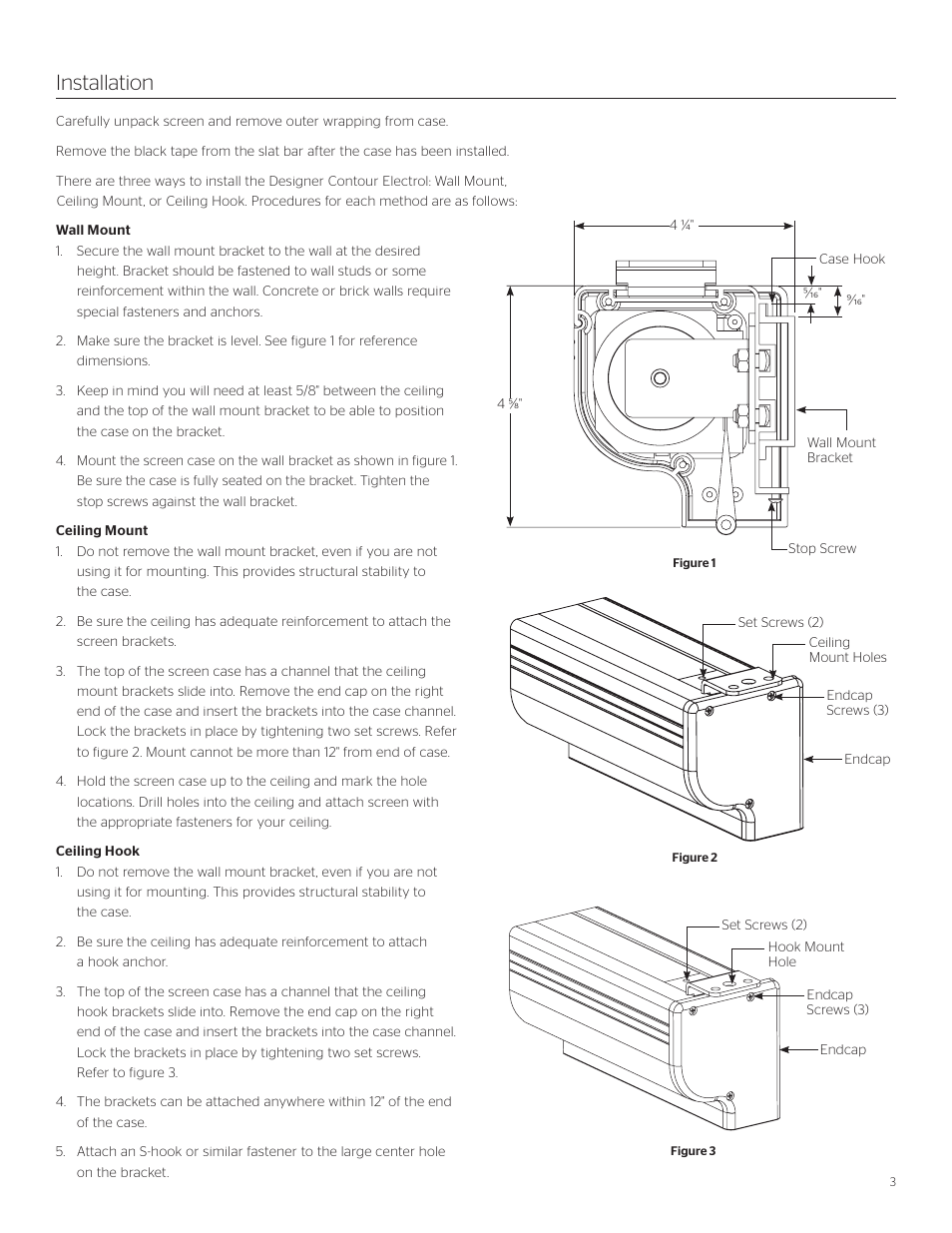 Installation | Da-Lite Designer Contour Electrol User Manual | Page 3 / 8