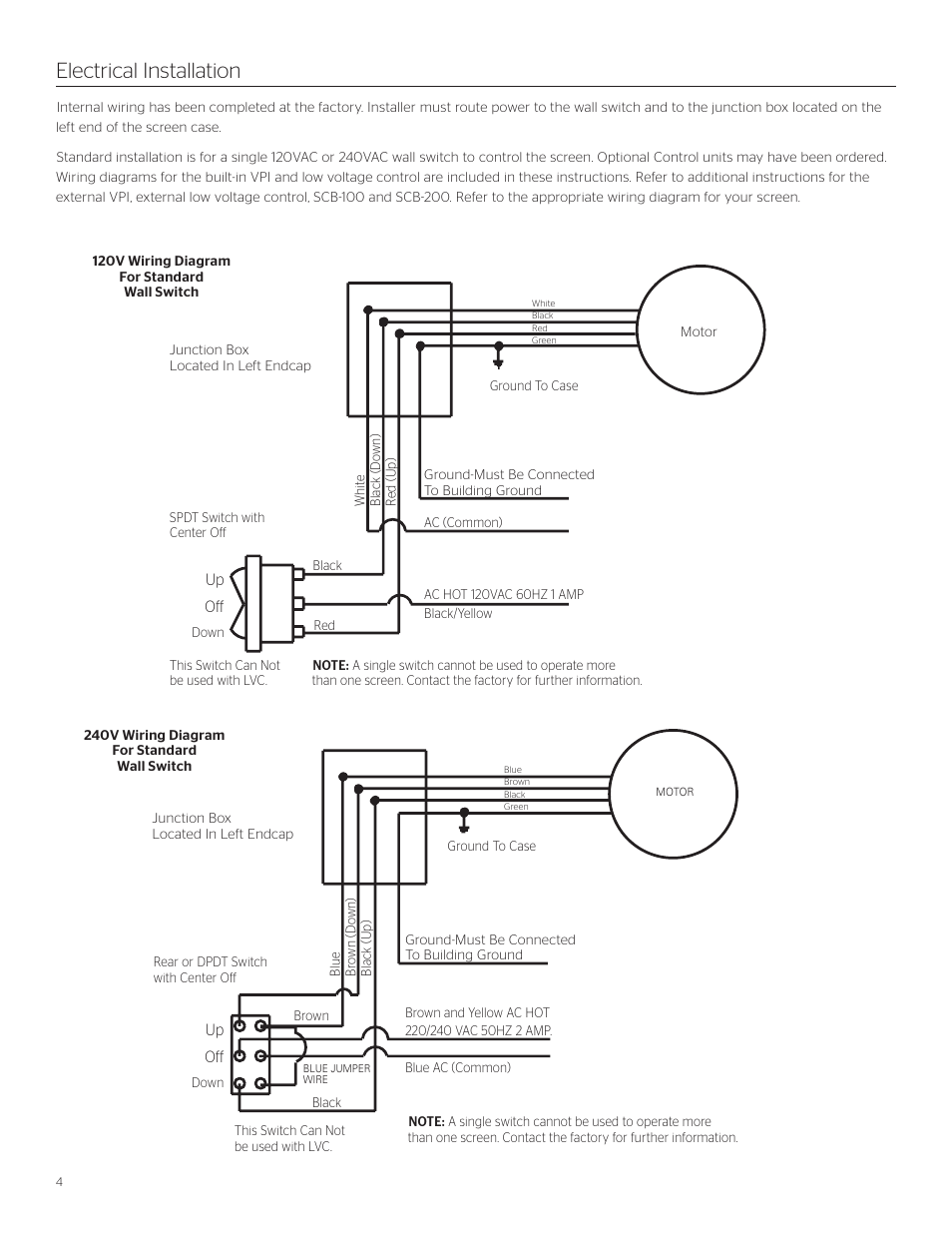 Electrical installation | Da-Lite Designer Contour Electrol User Manual | Page 4 / 8