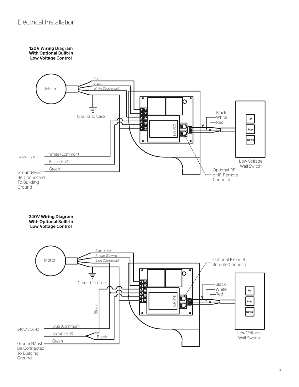 Electrical installation | Da-Lite Designer Contour Electrol User Manual | Page 5 / 8