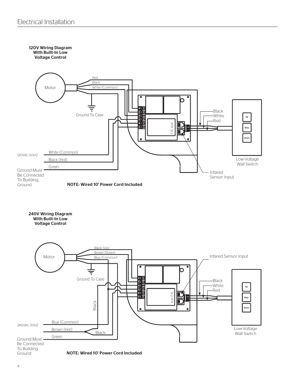 Electrical installation | Da-Lite Designer Contour Electrol with Integrated Infrared Remote User Manual | Page 4 / 8