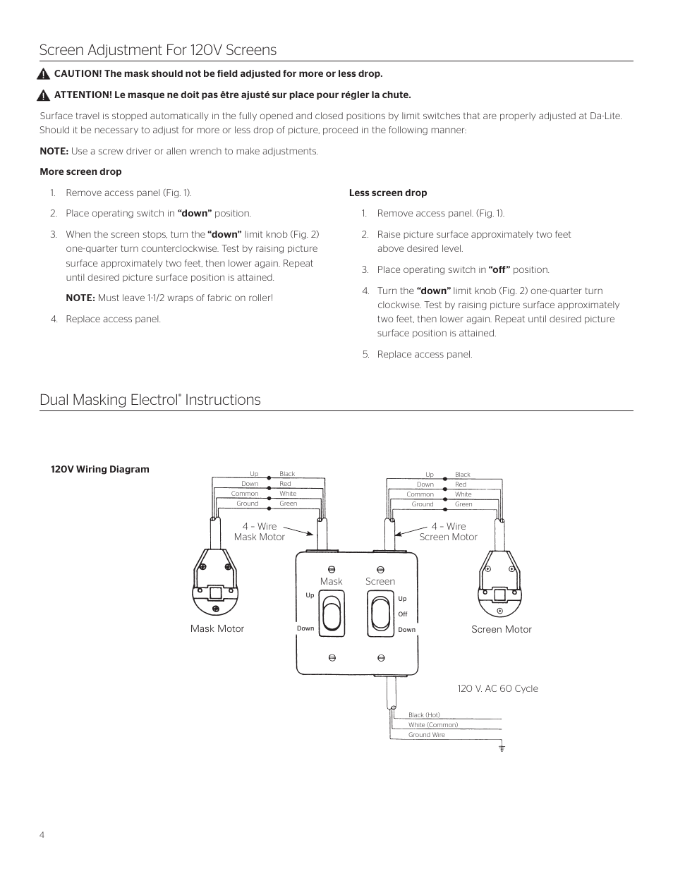Instructions | Da-Lite Dual Masking Electrol User Manual | Page 4 / 8