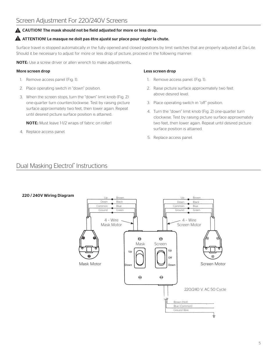 Instructions | Da-Lite Dual Masking Electrol User Manual | Page 5 / 8