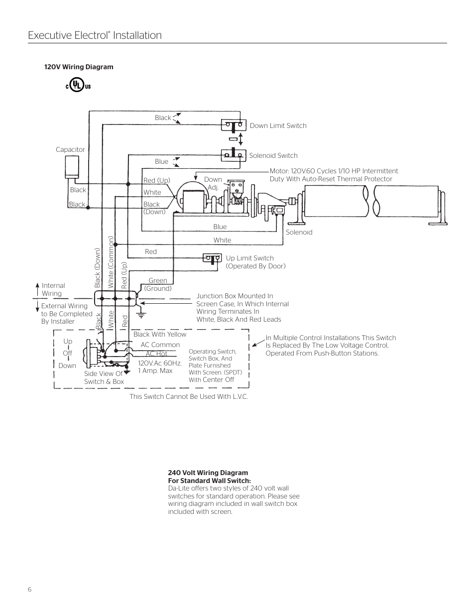 Executive electrol, Installation | Da-Lite Executive Electrol User Manual | Page 6 / 12