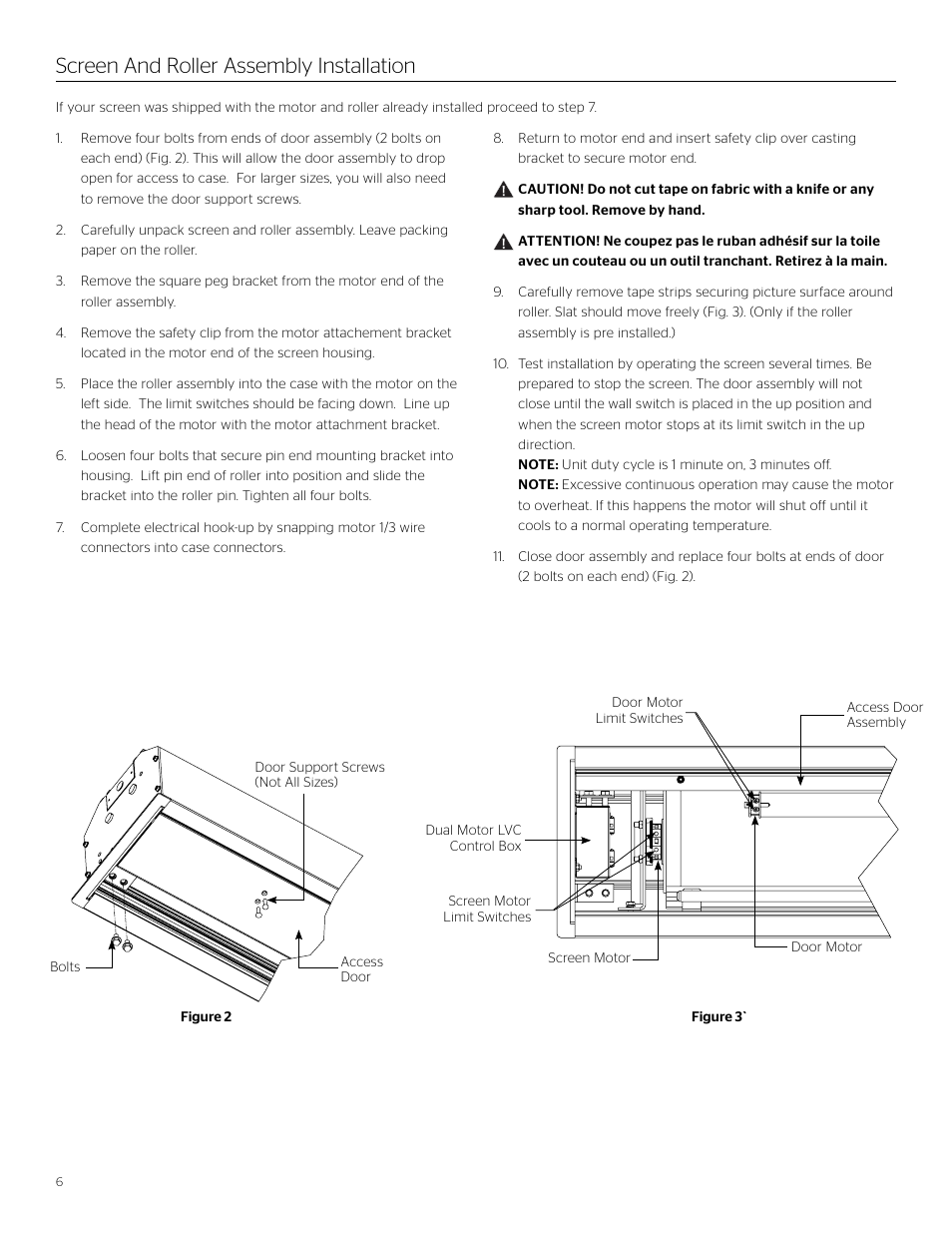 Screen and roller assembly installation | Da-Lite Large Advantage Deluxe Electrol User Manual | Page 6 / 12