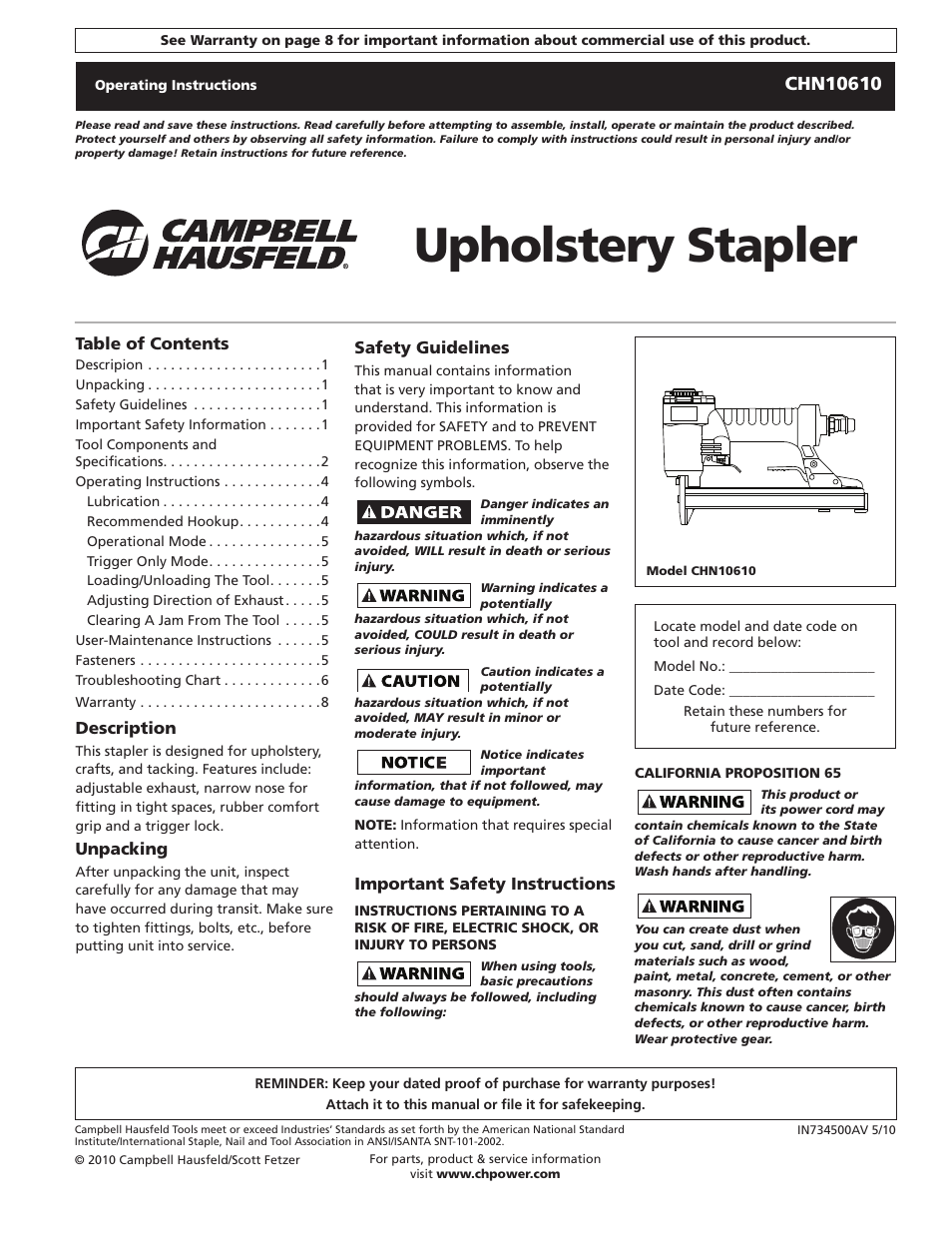 Campbell Hausfeld IN734500AV User Manual | 24 pages