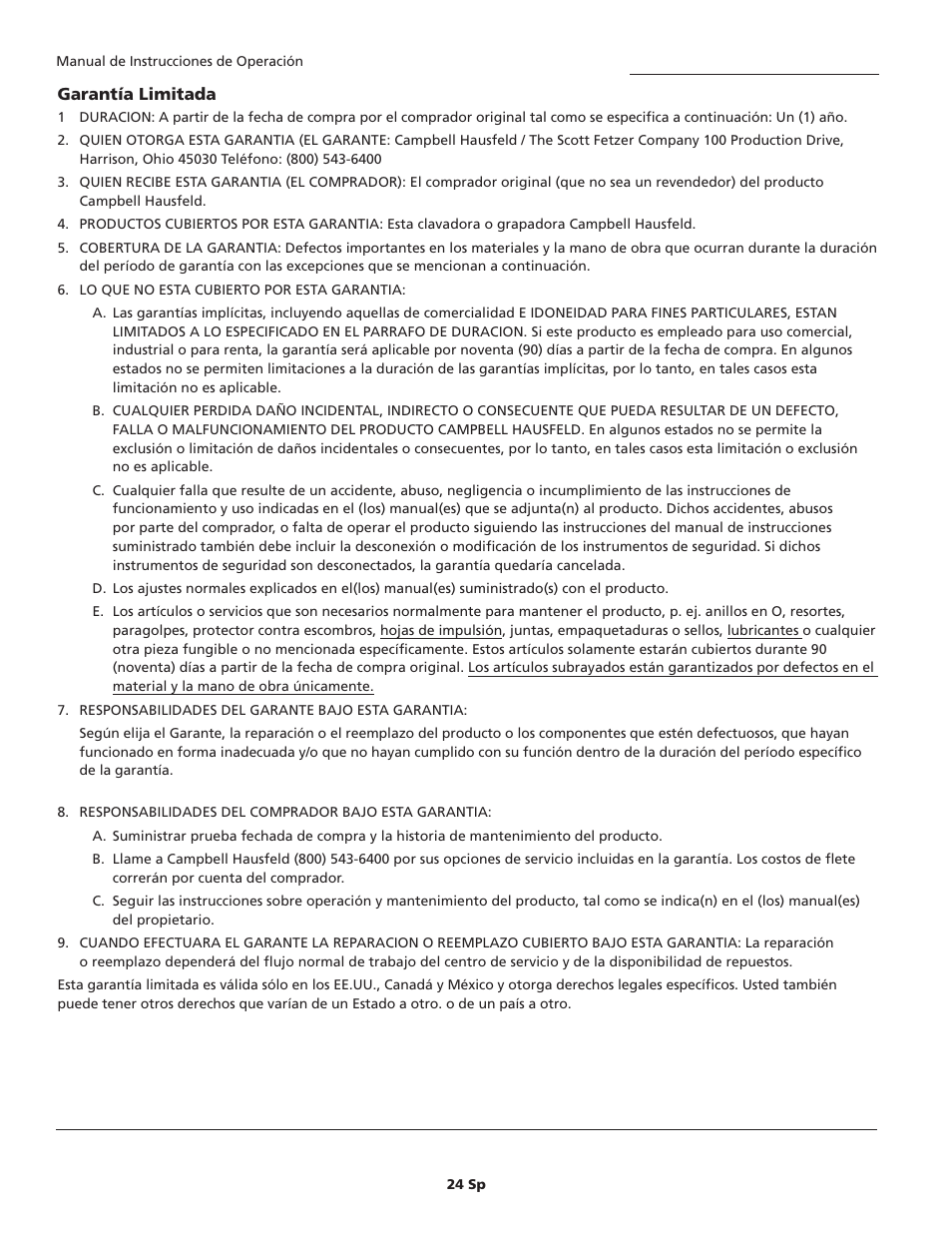 Campbell Hausfeld IN734500AV User Manual | Page 24 / 24