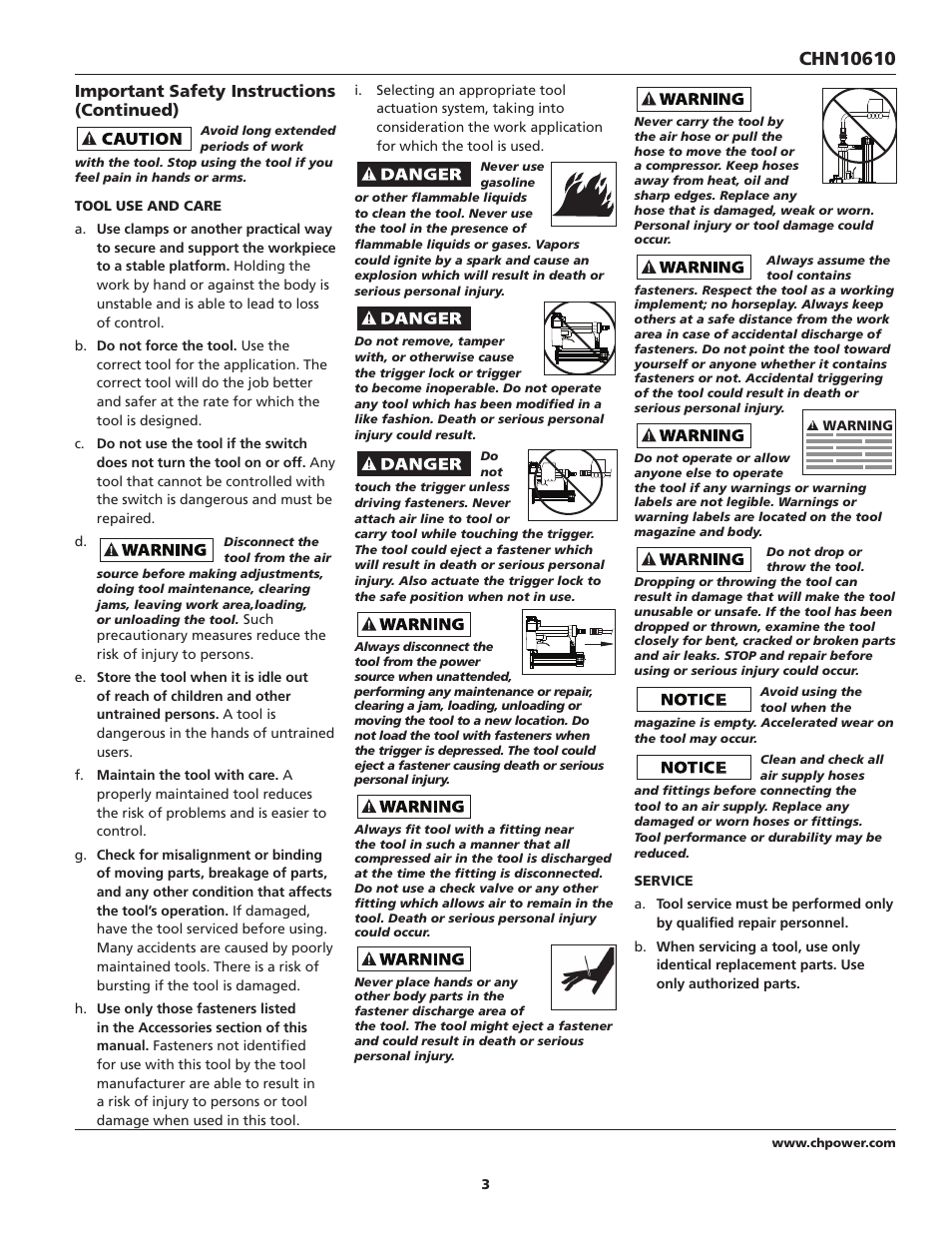 Important safety instructions (continued) | Campbell Hausfeld IN734500AV User Manual | Page 3 / 24