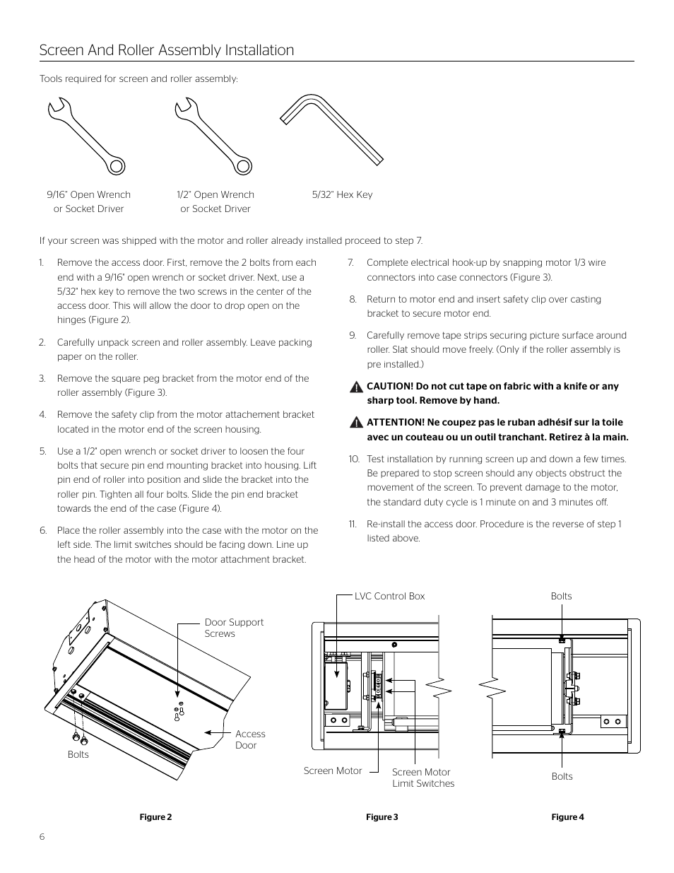 Screen and roller assembly installation | Da-Lite Large Advantage Electrol User Manual | Page 6 / 12