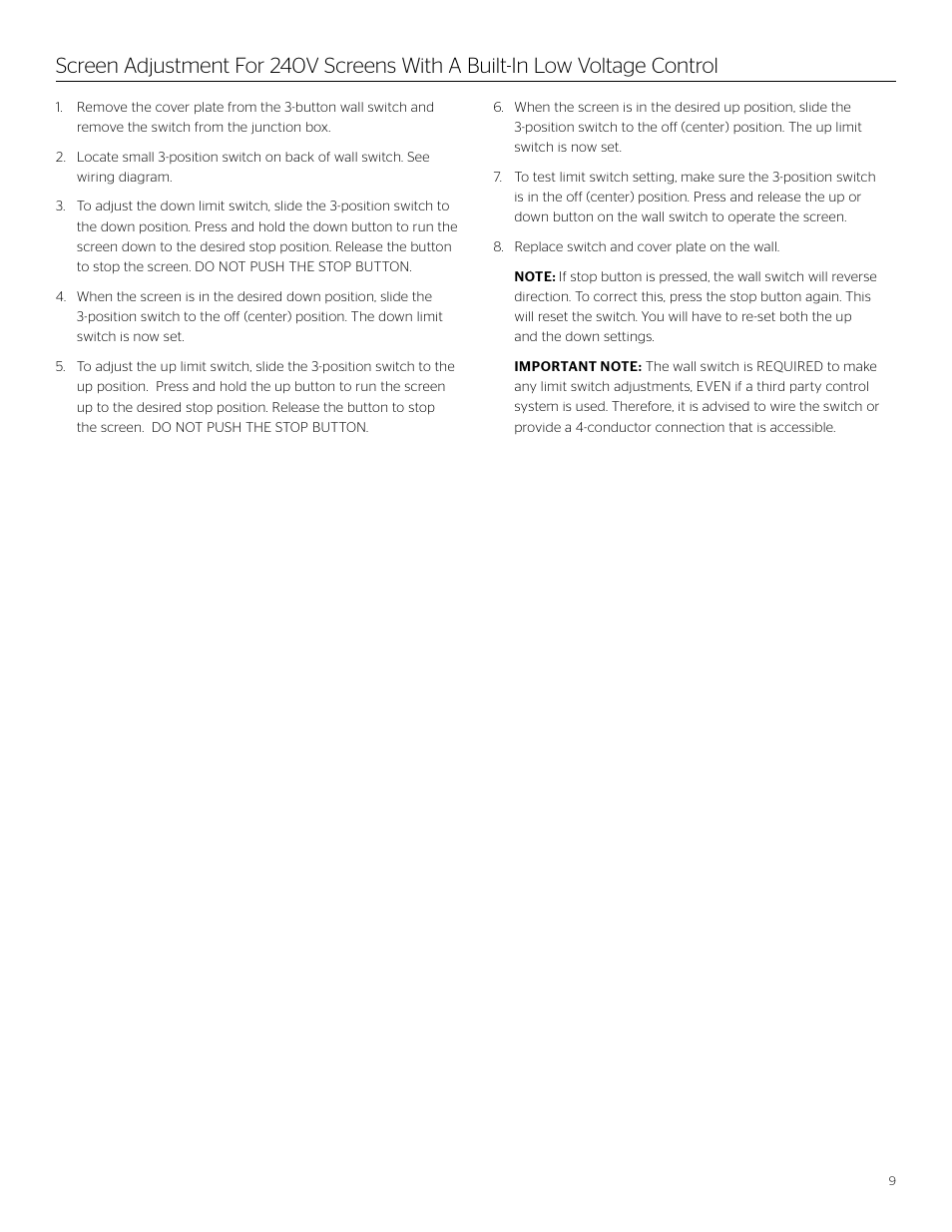 Da-Lite Large Cosmopolitan Electrol User Manual | Page 9 / 12
