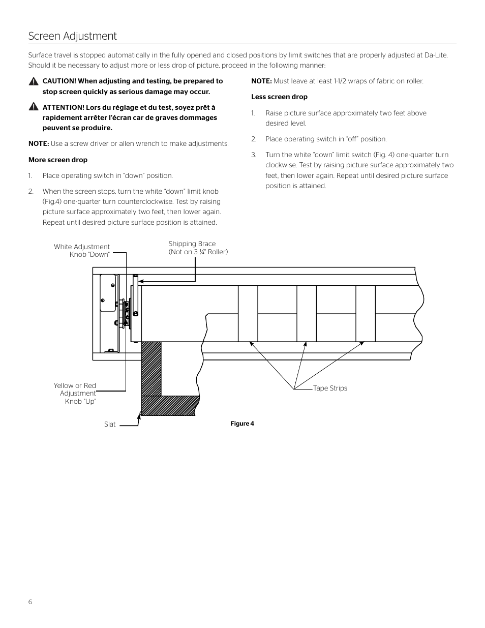 Screen adjustment | Da-Lite Professional Electrol User Manual | Page 6 / 12