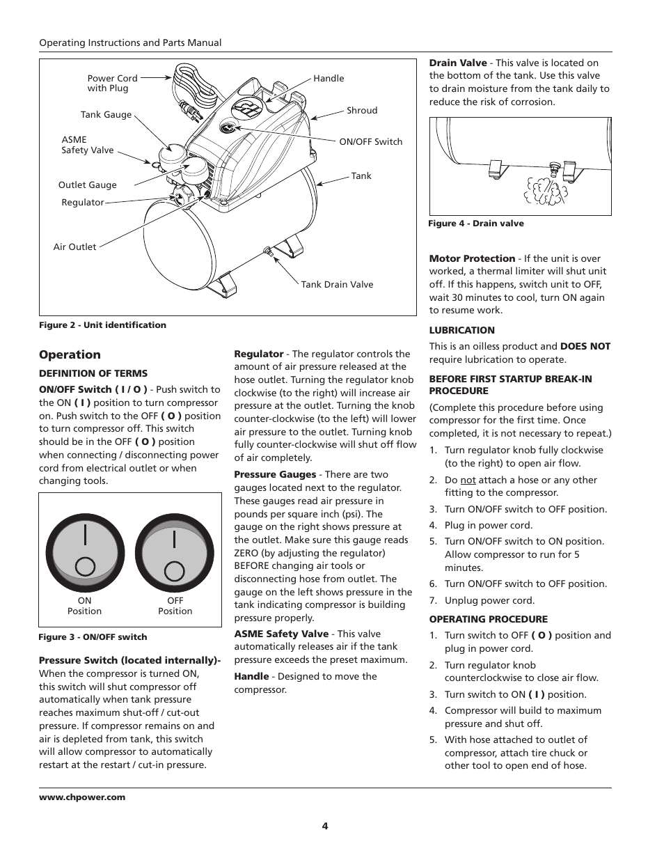 Operation | Campbell Hausfeld FP2603 User Manual | Page 4 / 32