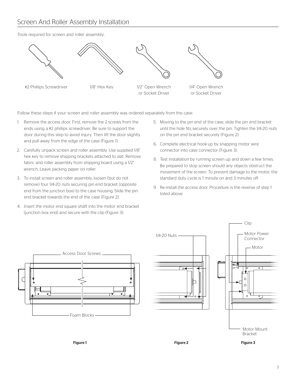 Screen and roller assembly installation | Da-Lite Tensioned Advantage Electrol User Manual | Page 3 / 12