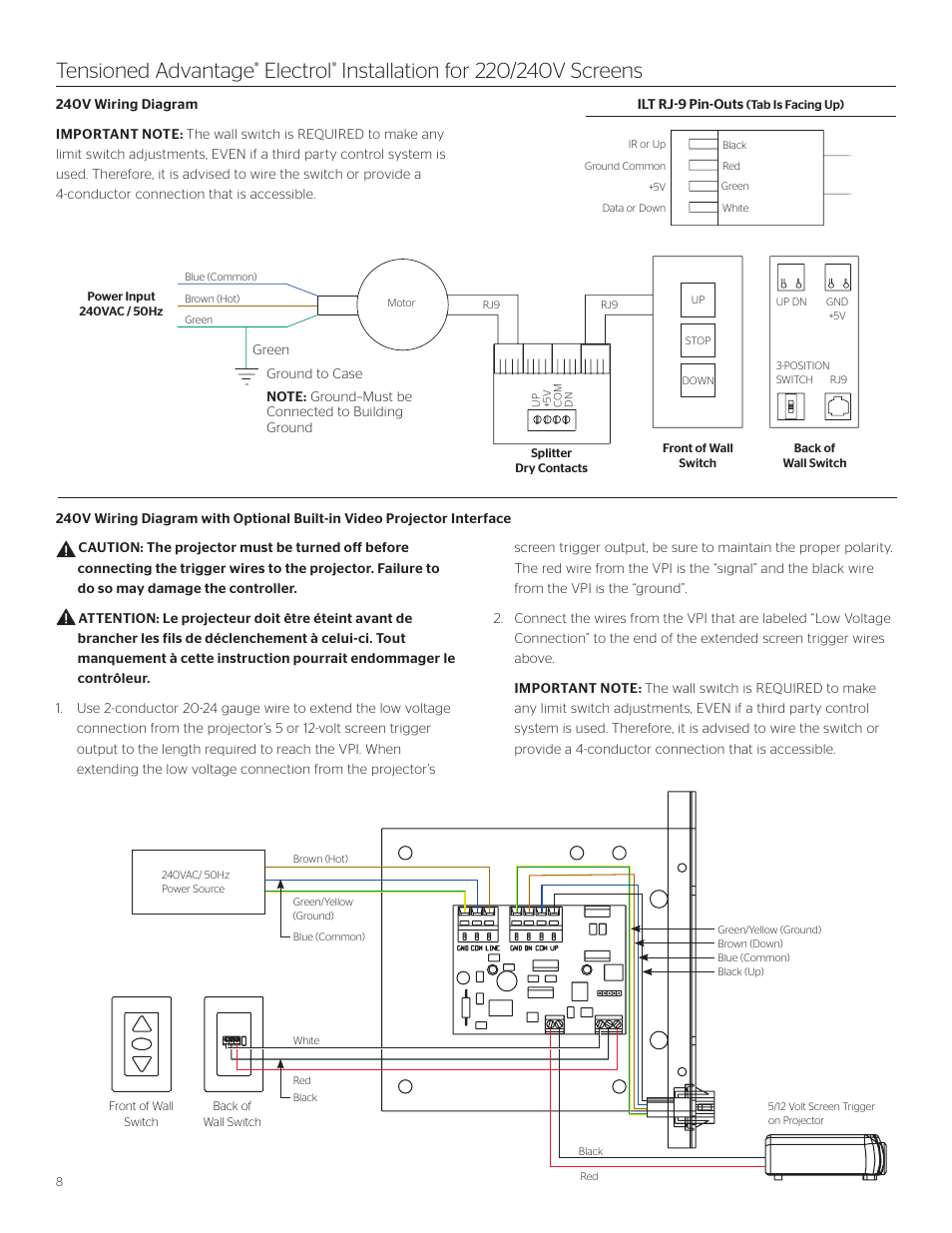 Tensioned advantage, Electrol | Da-Lite Tensioned Advantage Electrol User Manual | Page 8 / 12