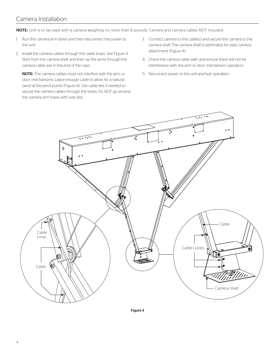 Camera installation | Da-Lite Tensioned Conference Electrol User Manual | Page 4 / 8