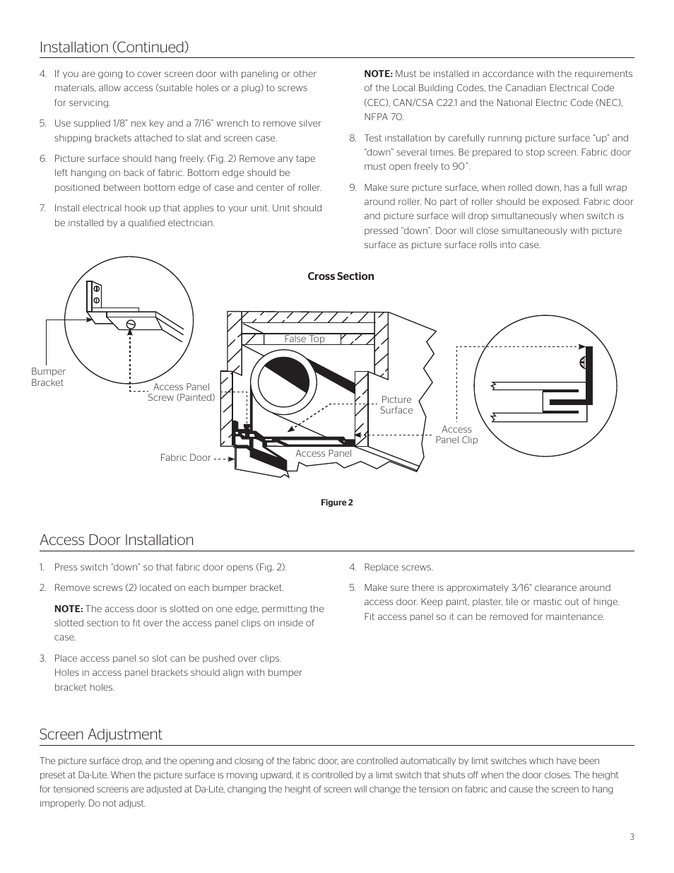 Da-Lite Tensioned Executive Electrol User Manual | Page 3 / 12