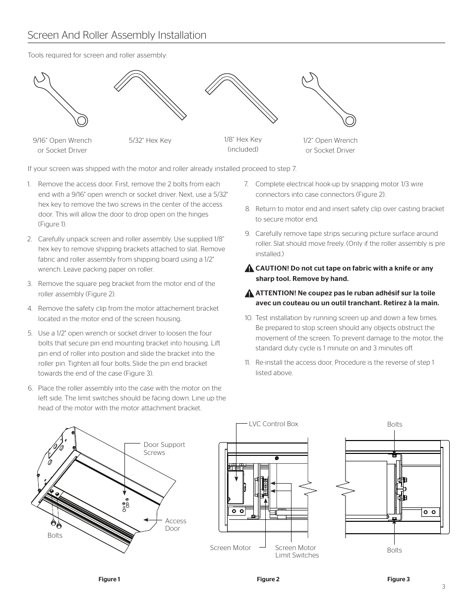 Screen and roller assembly installation | Da-Lite Tensioned Large Advantage Electrol User Manual | Page 3 / 12