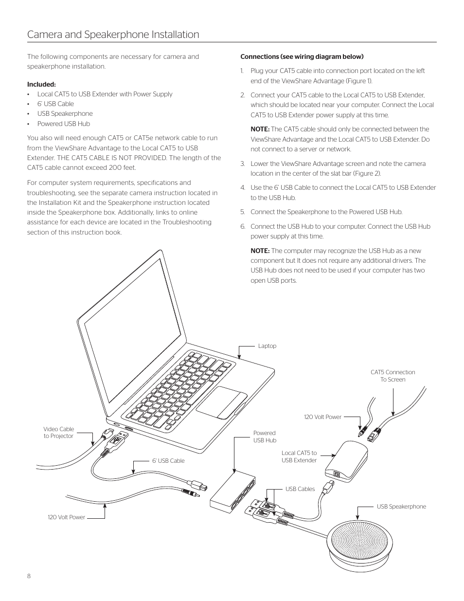 Camera and speakerphone installation | Da-Lite ViewShare Advantage Electrol User Manual | Page 8 / 12