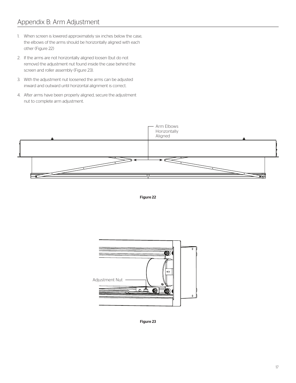 Appendix b: arm adjustment | Da-Lite ViewShare Advantage Retrofit User Manual | Page 17 / 20
