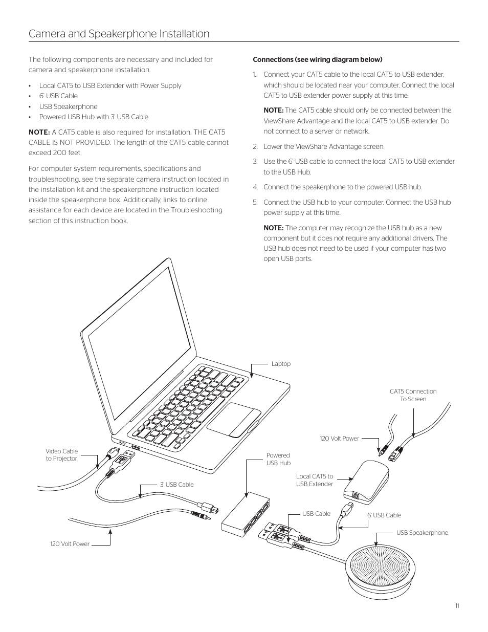 Camera and speakerphone installation | Da-Lite ViewShare Tensioned Advantage Retrofit User Manual | Page 11 / 20