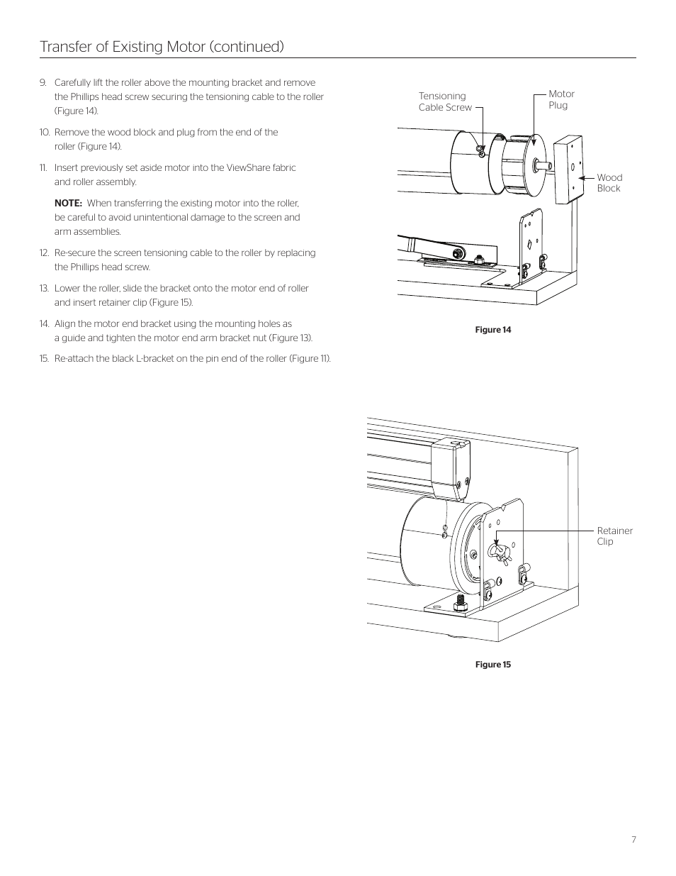 Transfer of existing motor (continued) | Da-Lite ViewShare Tensioned Advantage Retrofit User Manual | Page 7 / 20