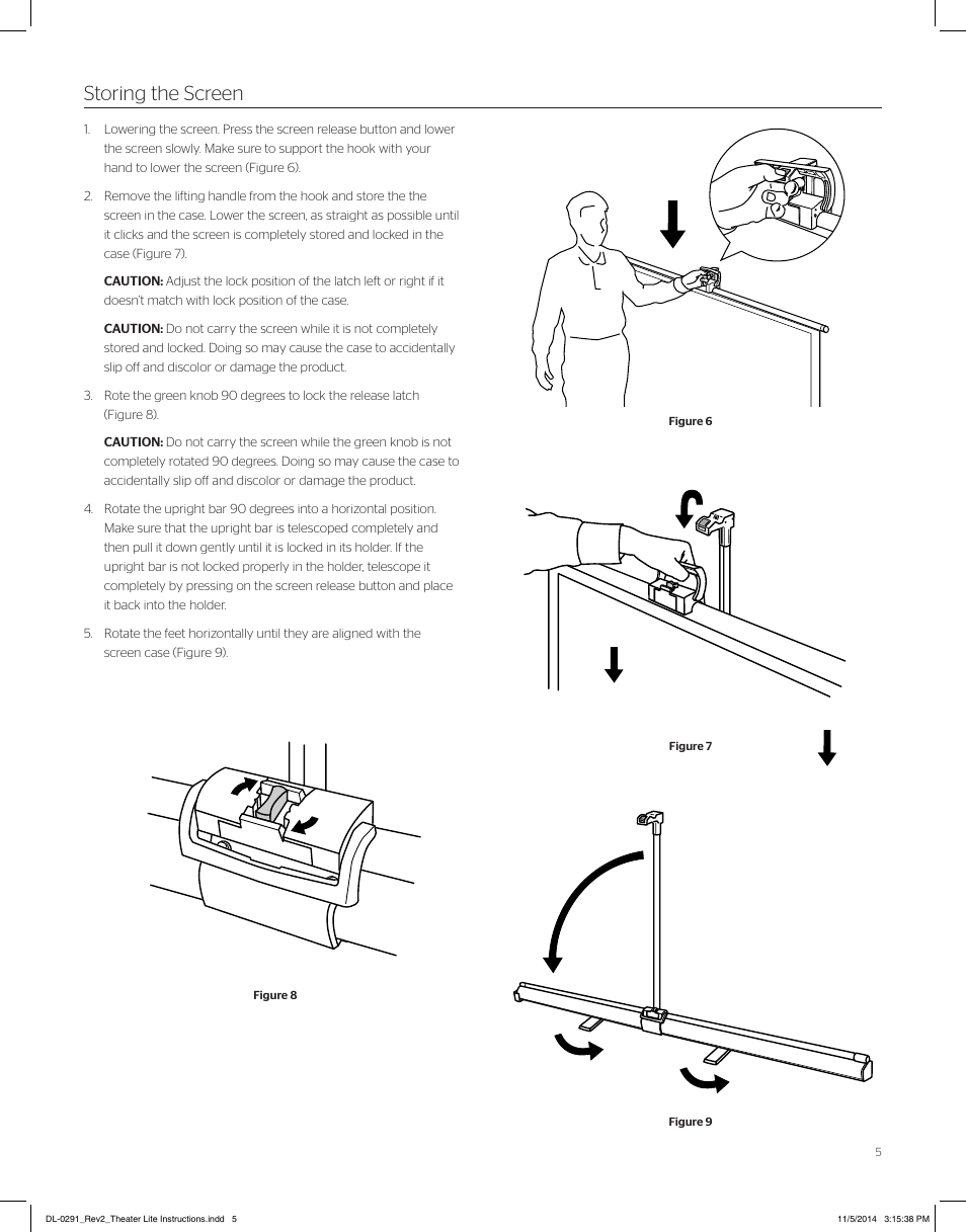 Storing the screen | Da-Lite Theater-Lite User Manual | Page 5 / 8