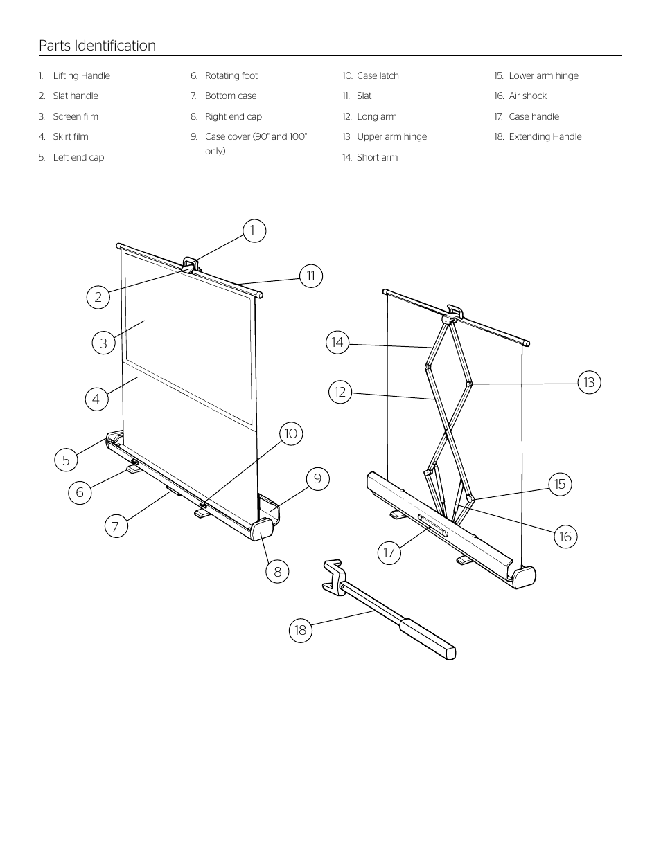 Parts identification | Da-Lite Deluxe Insta-Theater User Manual | Page 3 / 8