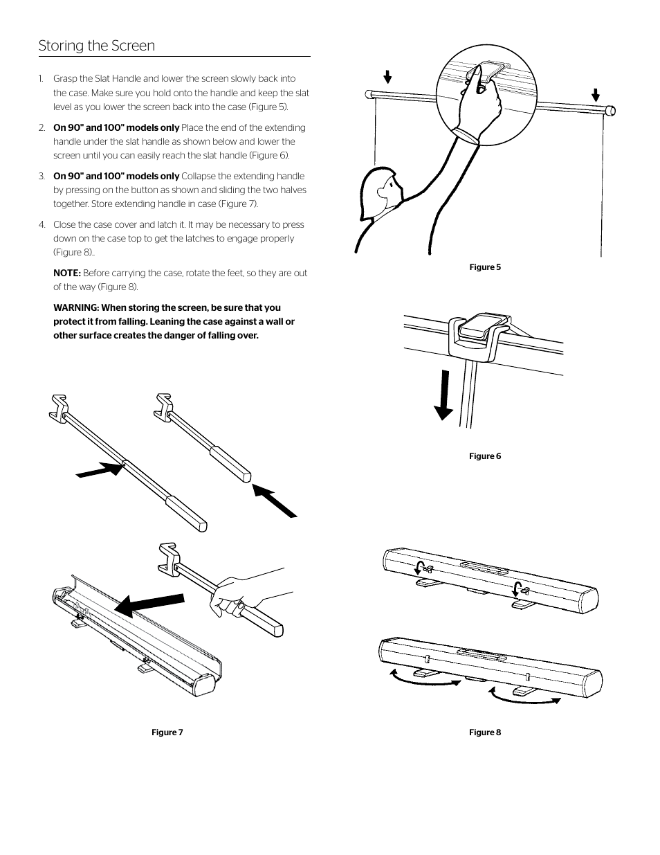 Storing the screen | Da-Lite Deluxe Insta-Theater User Manual | Page 5 / 8