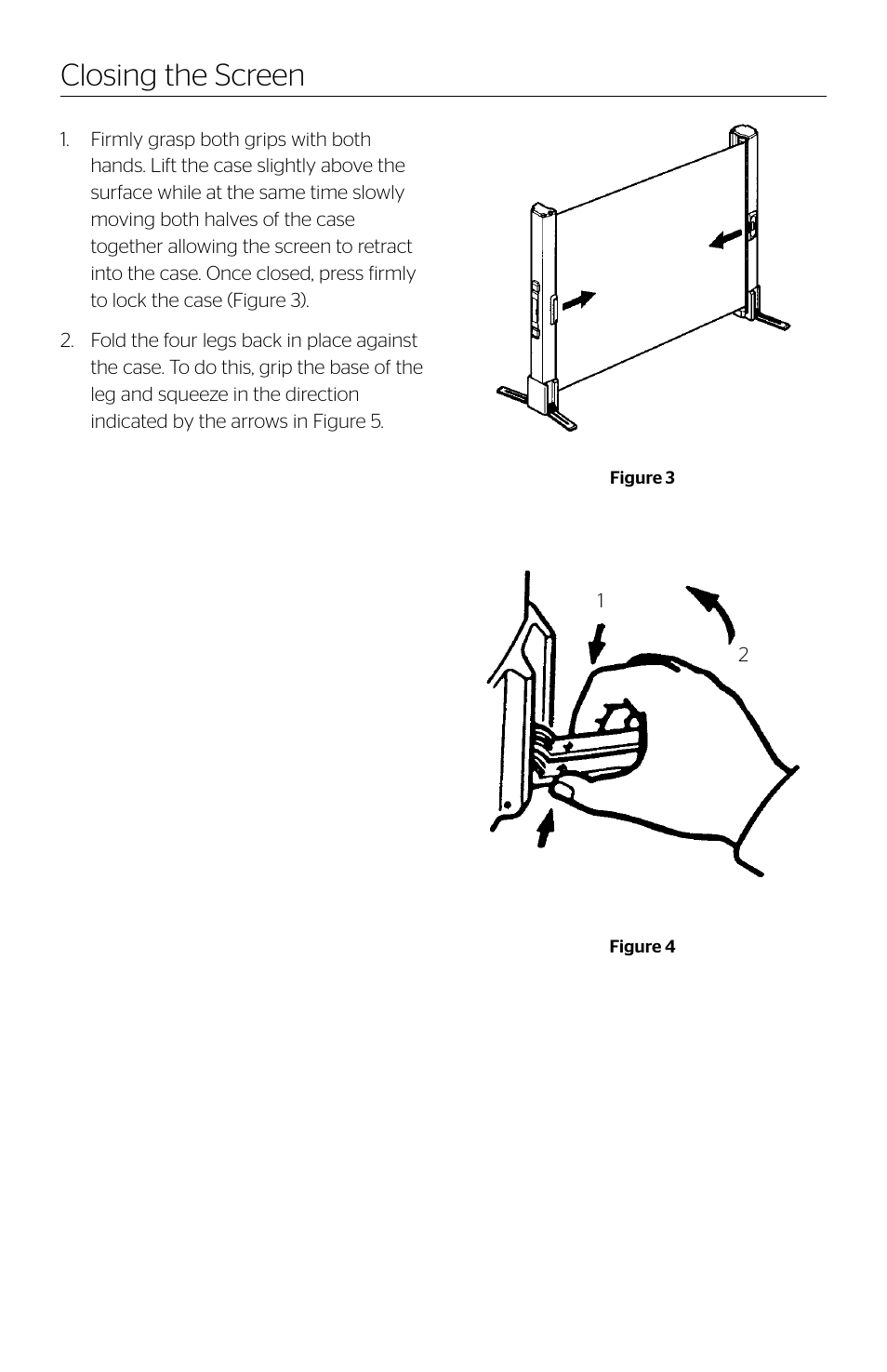 Closing the screen | Da-Lite Presenter User Manual | Page 3 / 8