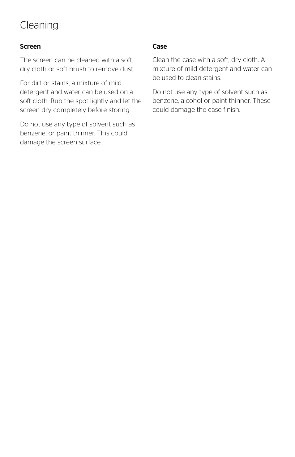 Cleaning | Da-Lite Presenter User Manual | Page 6 / 8