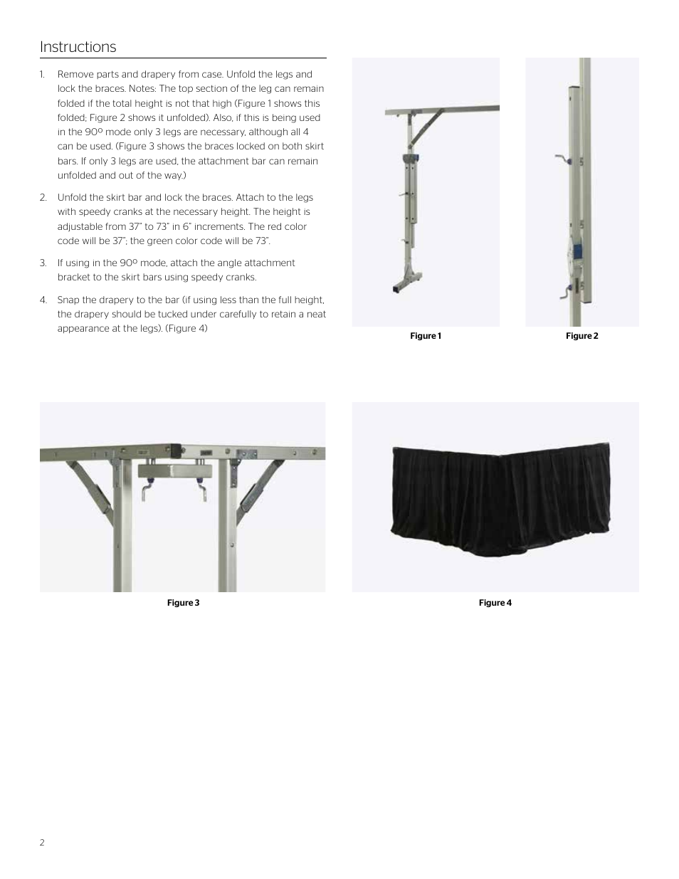Instructions | Da-Lite Fast-Fold Drapery Surround User Manual | Page 2 / 4