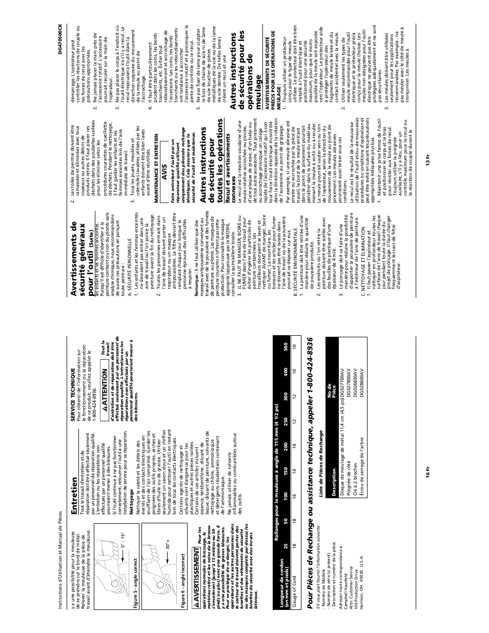 Entr etien, Avertissements de sécurité généraux pour l’outil | Campbell Hausfeld DG470500CK User Manual | Page 13 / 14