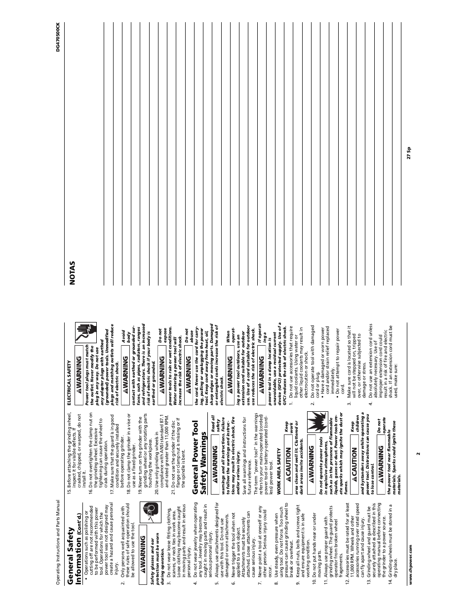 General safety information, General power t ool safety w a rnings, Not as | Campbell Hausfeld DG470500CK User Manual | Page 2 / 14