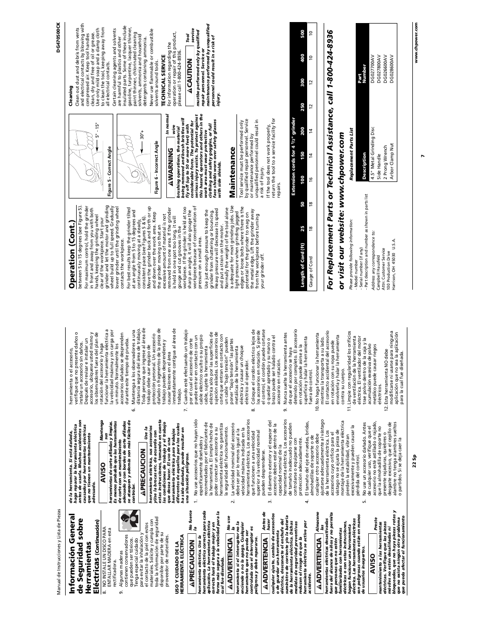 Operation (cont.), Maintenance | Campbell Hausfeld DG470500CK User Manual | Page 7 / 14
