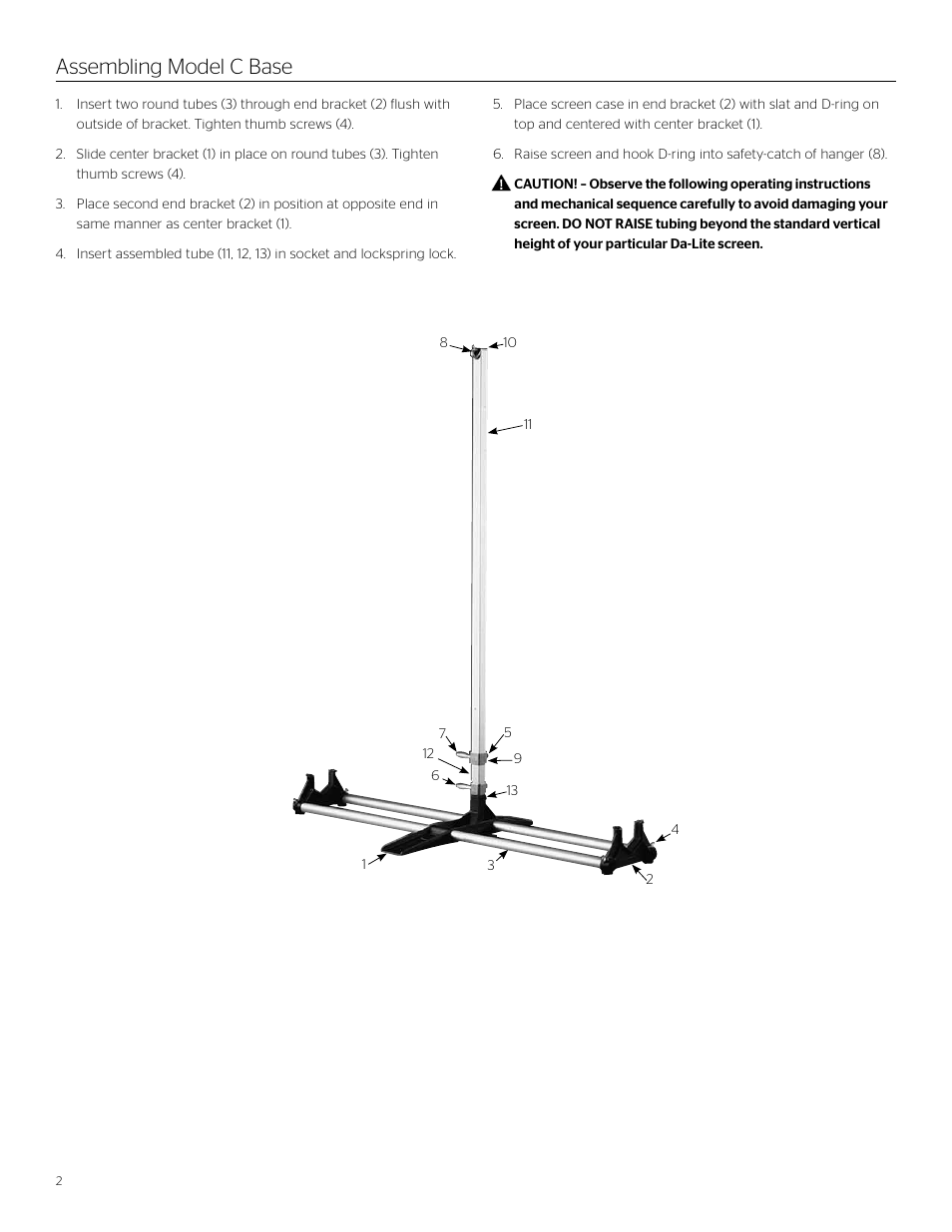Assembling model c base | Da-Lite Floor Model C User Manual | Page 2 / 4