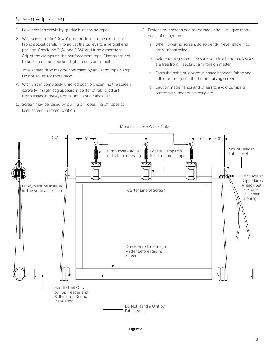 Screen adjustment | Da-Lite Scenic Roller User Manual | Page 3 / 4