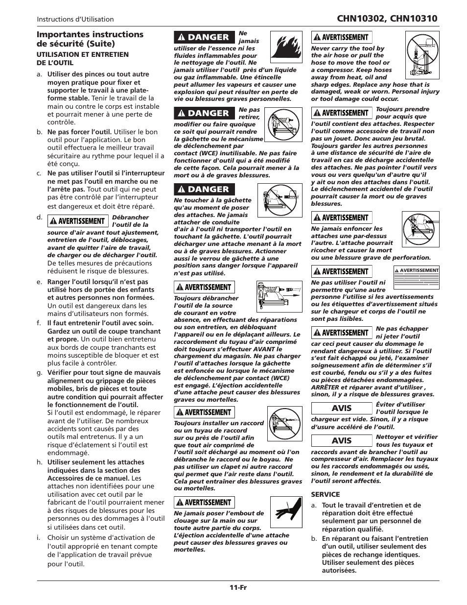 Importantes instructions de sécurité (suite) | Campbell Hausfeld IN700502AV User Manual | Page 11 / 24