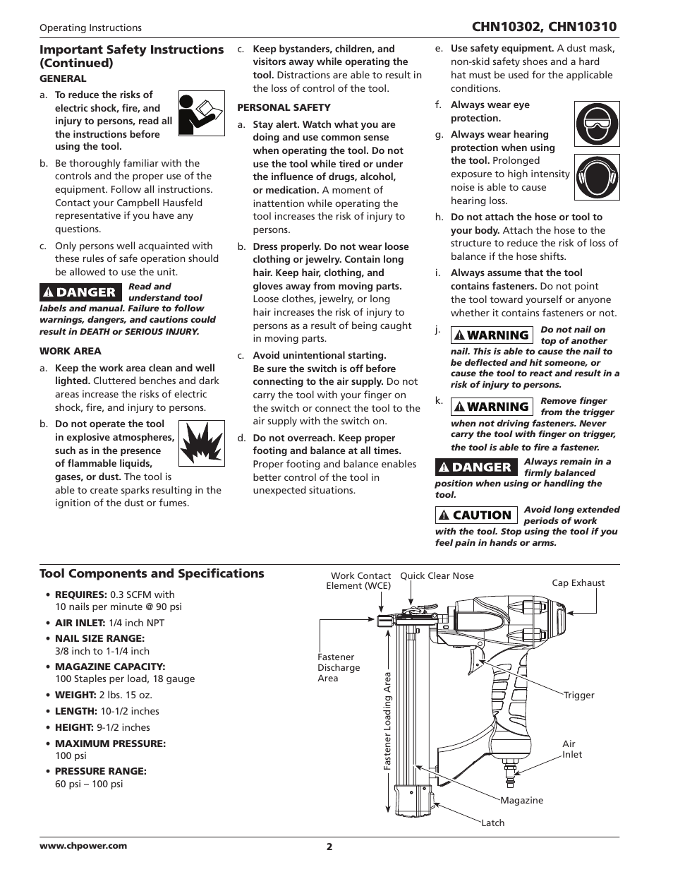 Campbell Hausfeld IN700502AV User Manual | Page 2 / 24
