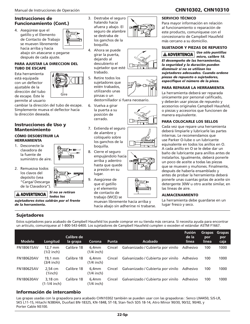 Campbell Hausfeld IN700502AV User Manual | Page 22 / 24