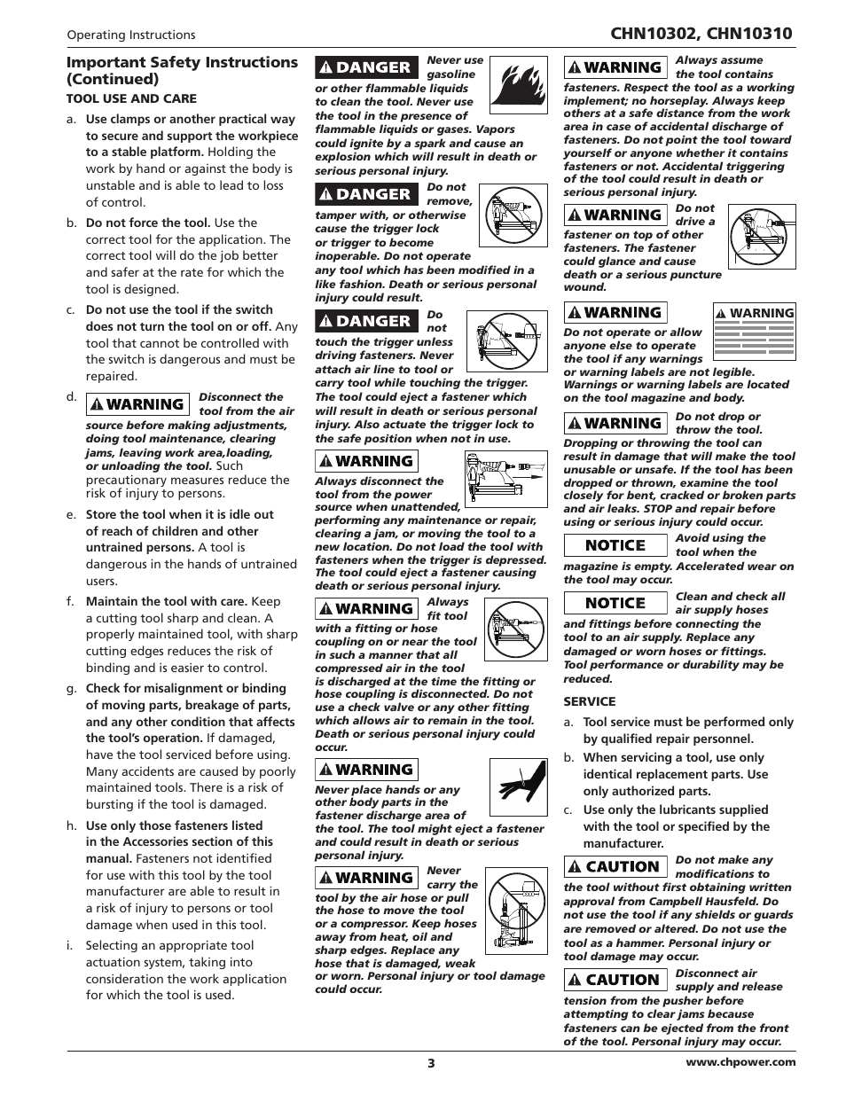 Important safety instructions (continued) | Campbell Hausfeld IN700502AV User Manual | Page 3 / 24