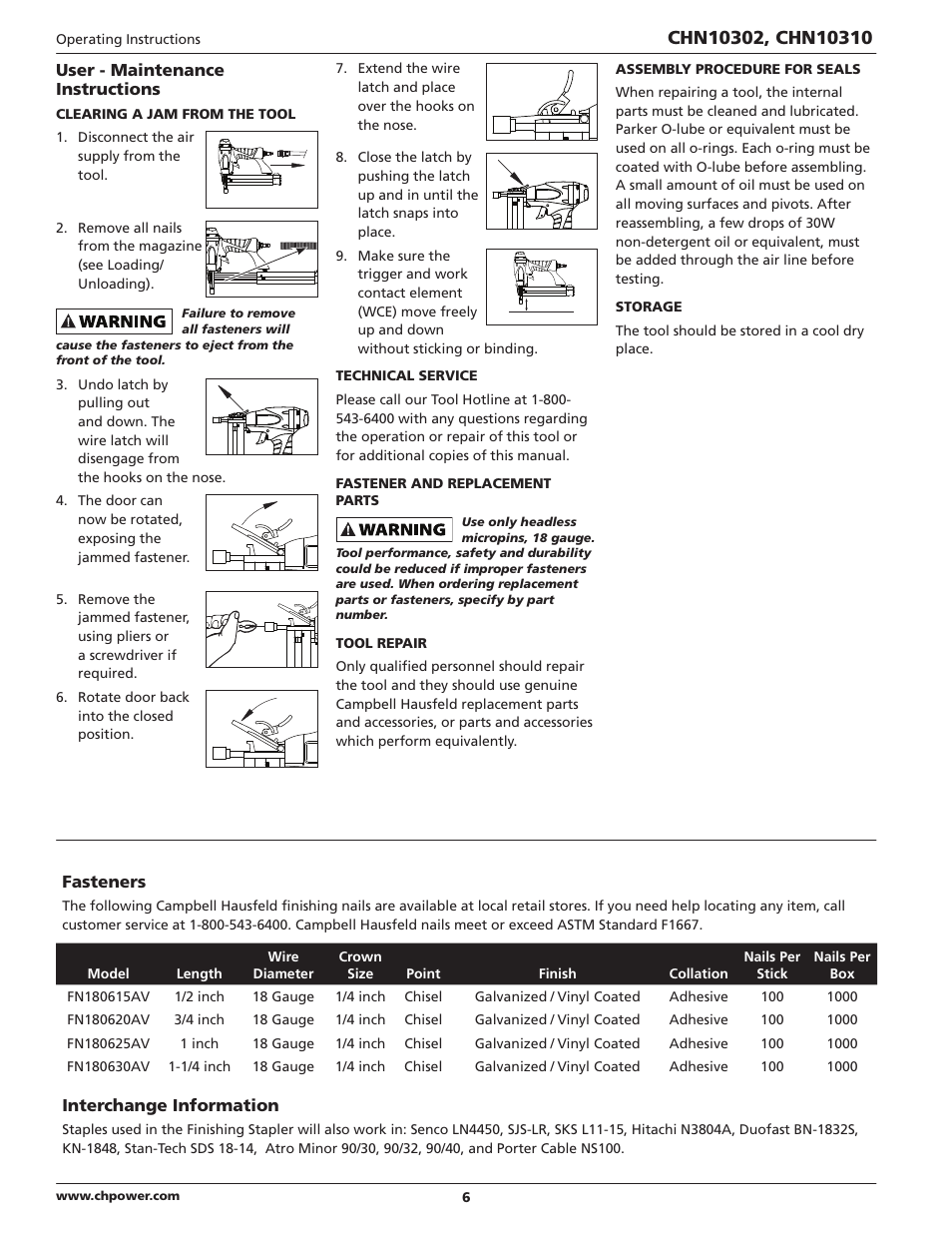 Campbell Hausfeld IN700502AV User Manual | Page 6 / 24