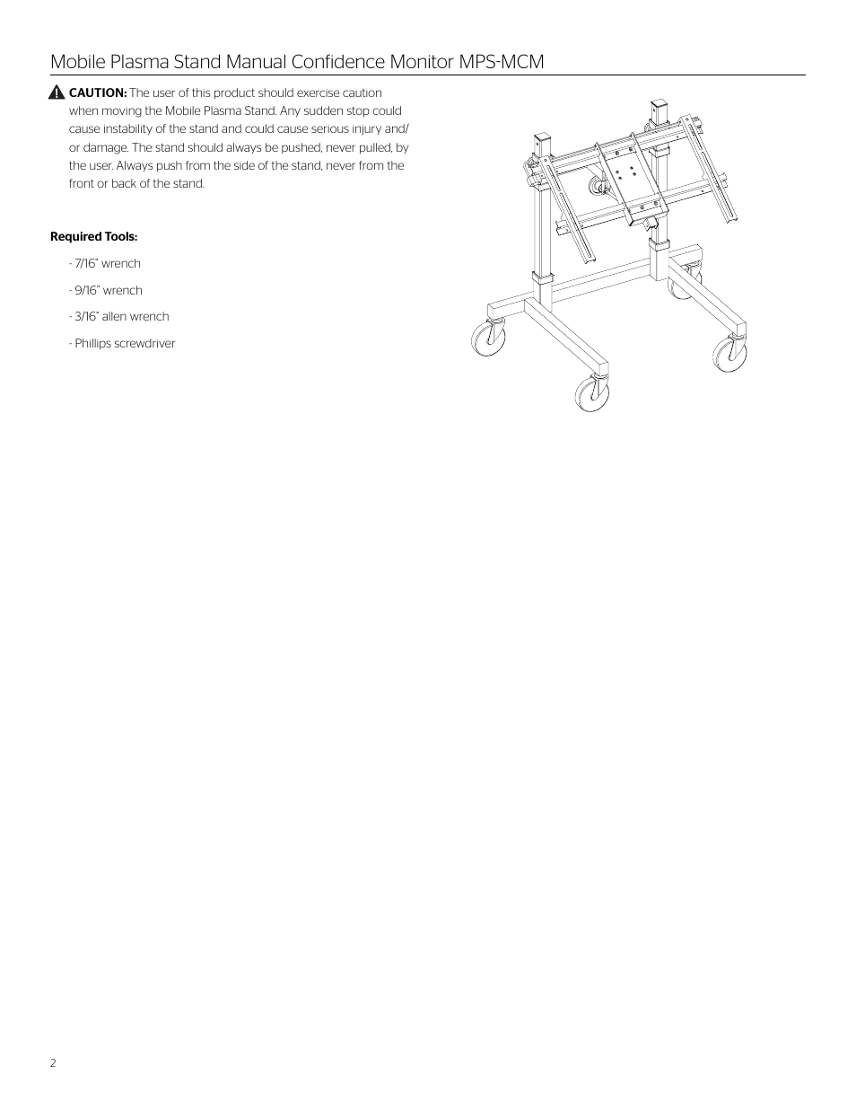 Da-Lite Manual Confidence Monitor Stand User Manual | Page 2 / 8