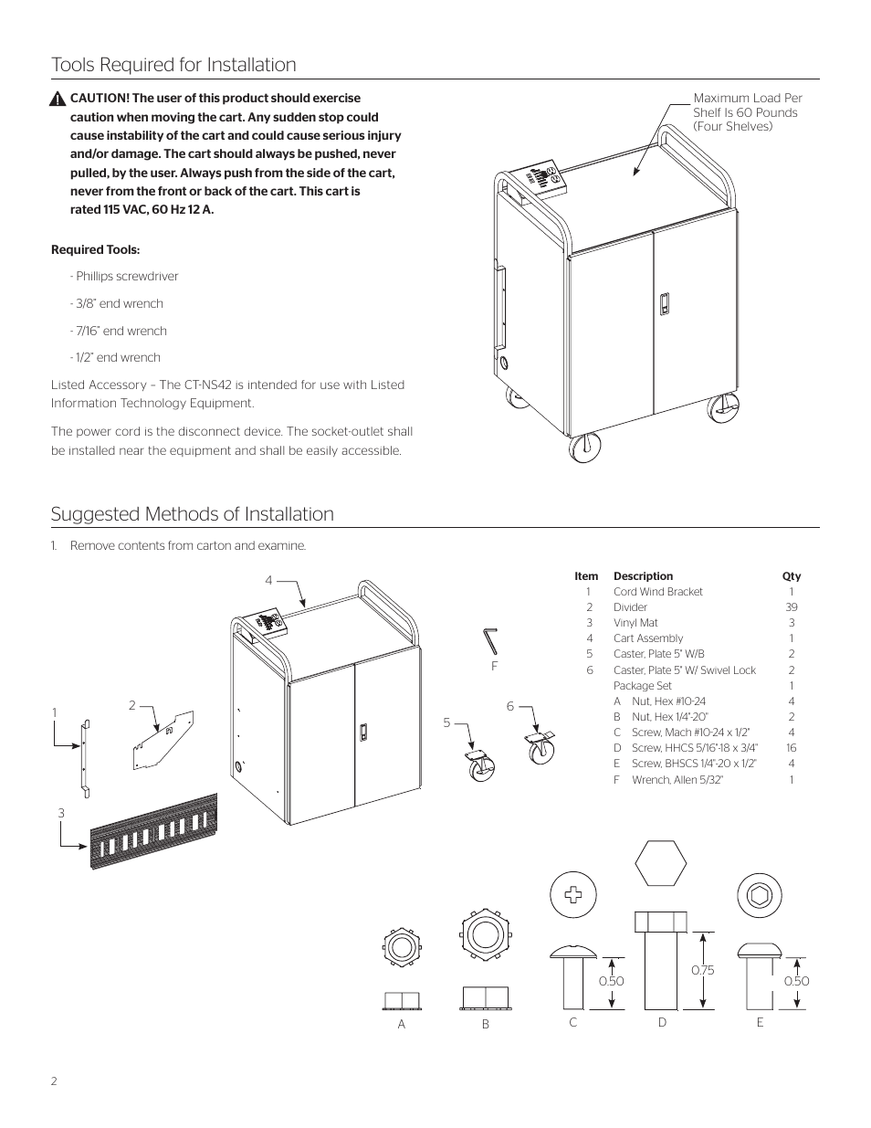 Da-Lite Netbook Charging and Storage Cart User Manual | Page 2 / 8